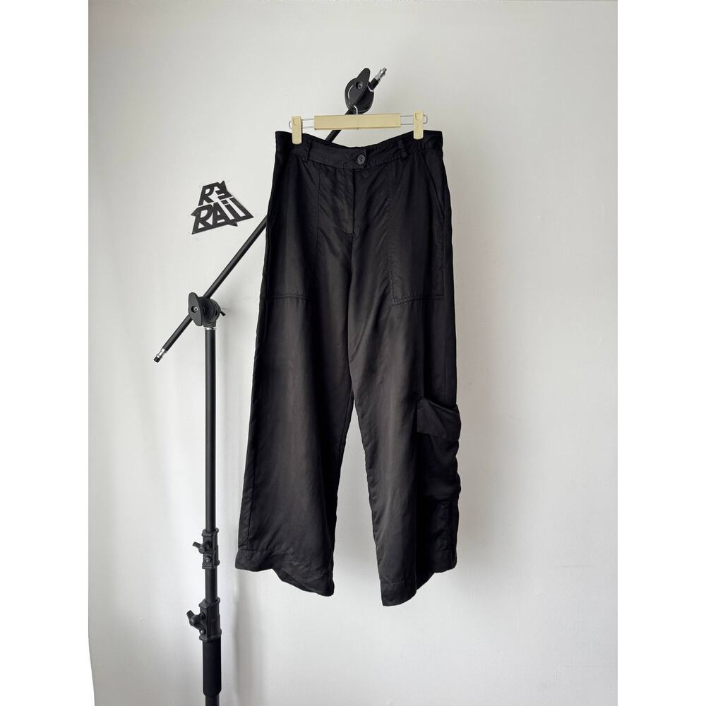 Isabel Benenato Cropped Wide Leg Cupro Pants Black - Picture 2 of 8